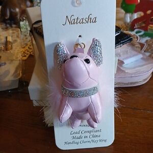Natasha Couture Pink Dog Charm with Glitter Accents